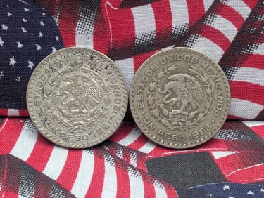 1961 & 1958 Mexico Silver Pesos (2 PCS)