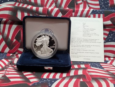 2007-W Proof American Silver Eagle, 99.9% Silver, One Troy Ounce In OGP With COA