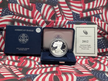 2012-W Proof American Silver Eagle, One Troy Ounce 99.9% Silver, In OGP With COA