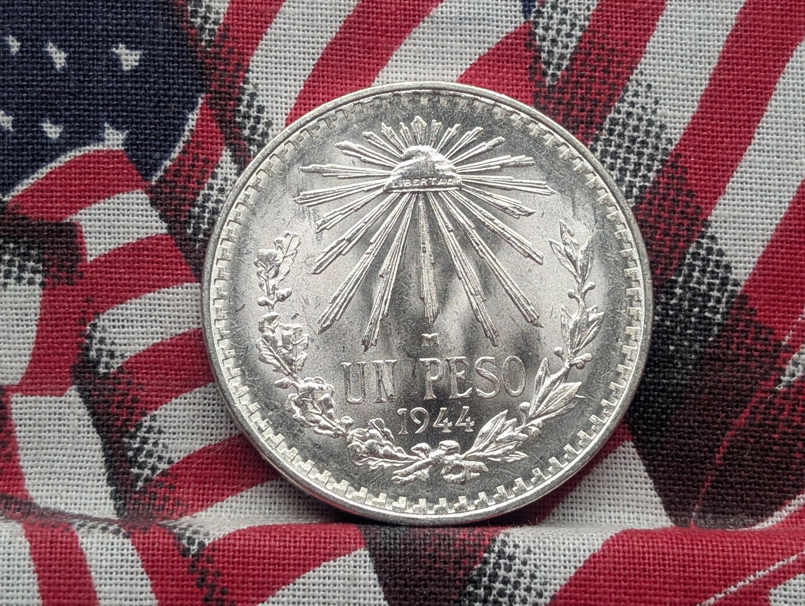 1944-M Mexico 1 Silver Peso **GEM BU**: 1944-M Mexico 1 Silver Peso **GEM BU**