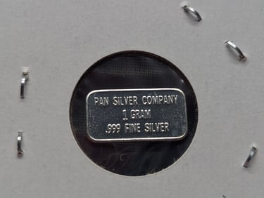 Silver Bar of an American Flag, Pan Silver Company, .999 Fine Silver, One Gram