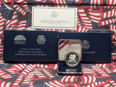 2003-P PROOF First Flight Centennial Commemorative Silver Dollar in OGP w/ COA