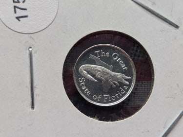 Silver Round The Great State of Florida & Alligator, By Gold Silver Naples, One Gram Gator  .999