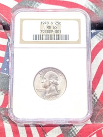 1940-S Washington Silver Quarter - NGC MS65
