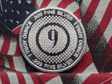 1 Oz. .999 FINE SILVER 9 Fine Mint Designed Round