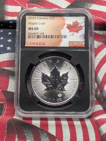 1 Oz. .9999 FINE SILVER 2025 Canada $5 Maple Leaf - NGC MS69