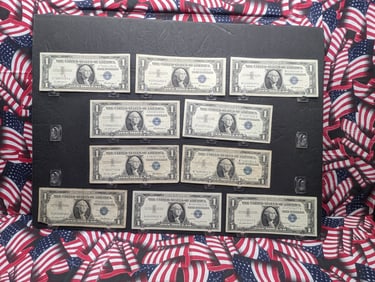 Lot of Ten Various 1957 Series $1.00 Silver Certificates (7) 1957 & (3) 1957-A