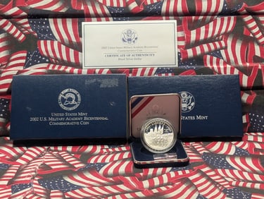 2002-W PROOF U.S. Military Academy Bicentennial - West Point Commemorative Silver Dollar in OGP w/