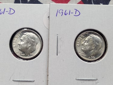 (2) 1961-D Roosevelt Dimes MS High Grade! Full Torch!