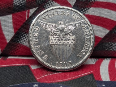 1909-S (San Francisco) Philippines 1 Silver Peso (Cleaned) *AU+*