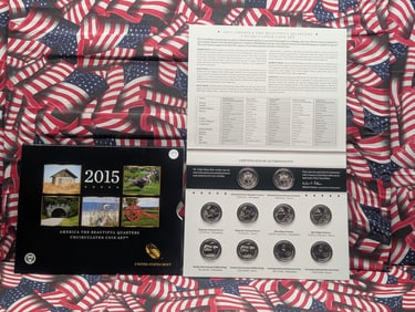 2015 P & D America The Beautiful Quarters Uncirculated Coin Set In OGP