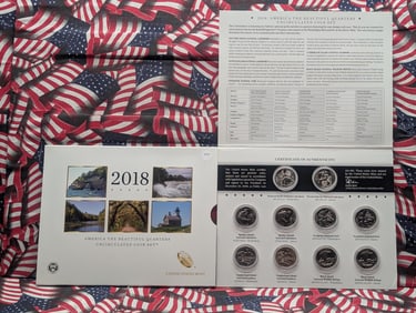 2018 P & D America The Beautiful Quarters Uncirculated Coin Set In OGP
