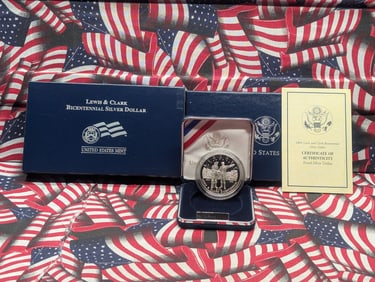 2004-P PROOF Lewis & Clark Bicentennial Commemorative Silver Dollar in OGP w/ COA