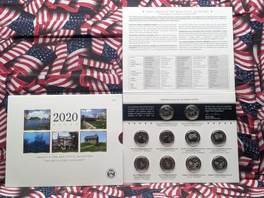 2020 P & D America The Beautiful Quarters Uncirculated Coin Set In OGP