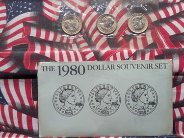 1980 P,D,& S Susan B. Anthony One Dollar Souvenir Set In OGP