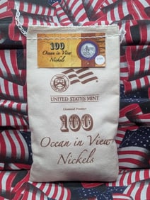 (100) Ocean In View Jefferson Nickels In U.S. Canvas Bag