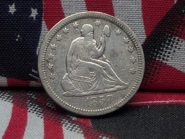 1857 w/ Drapery Seated Liberty Quarter *VF - NICE COIN*