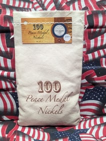 (100) Peace Medal Jefferson Nickels In U.S. Canvas Bag