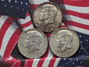 (2) 1967 & 1968-D Kennedy Half Dollars all are 40% Silver each.