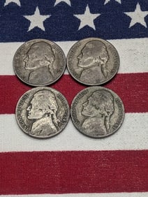 (4) 1943-P 35% Silver Jefferson Nickels, War Time Issues