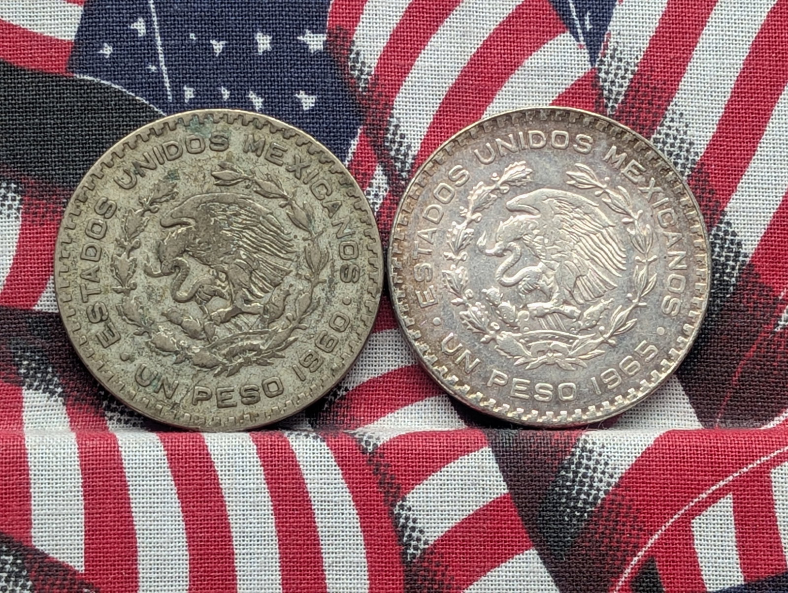 1960 & 1965 Mexico Silver Pesos (2 PCS): 1960 & 1965 Mexico Silver Pesos (2 PCS)
