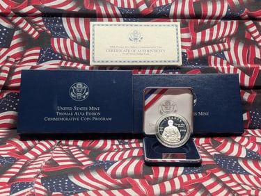 2004-P PROOF Thomas Alva Edison Commemorative Silver Dollar in OGP w/ COA