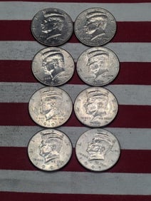1992 P & D, 1993 P & D, 1994 P & D, & 1995 P & D Kennedy Half Dollars
