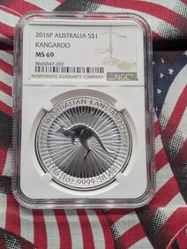 1 Oz. .9999 FINE SILVER 2019-P Australia $1 Kangaroo - NGC MS69