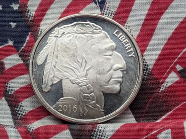 1 Oz. .999 FINE SILVER 2016 Indian Head Buffalo Nickel Designed Round