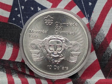 1976 Canada 10 .925 SILVER Dollars - Head of Zues Montreal Olympics in Capsule