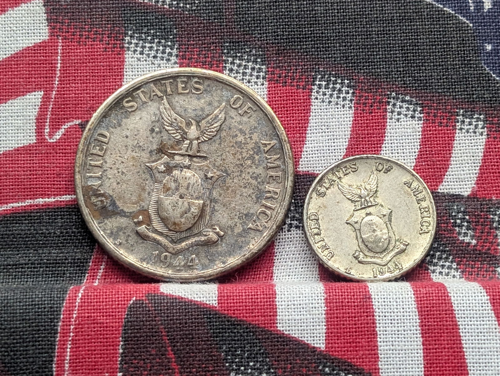 1944-D Philippines 10 Silver Centavos & 1944-S Philippines 50 Silver Centavos (2 PCS) (1 of 2)
