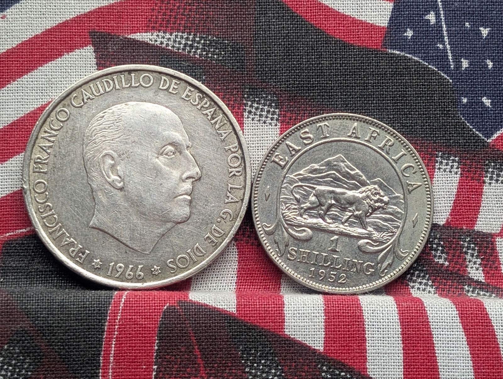 1966 Spain 100 Silver Pesetas *AU+* & 1952 British East Africa 1 Shilling (2 PCS) (1 of 2)