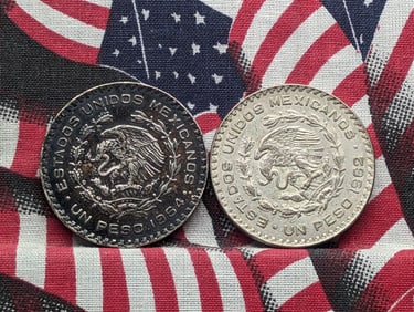 1962 & 1964 Mexico Silver Pesos (2 PCS)