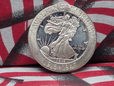 1 Oz. .999 FINE SILVER Walking Liberty Half Dollar Designed Round