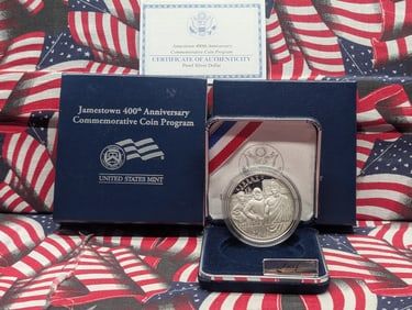 2007-P PROOF Jamestown 400th Anniv. Commemorative Silver Dollar in OGP w/ COA