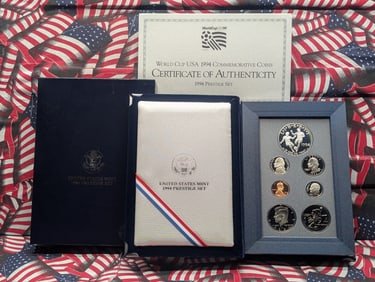 1994-S U.S. Mint Prestige Set in OGP w/ COA - World Cup USA Commemorative Silver Dollar