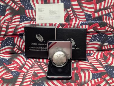 2014-P PROOF Baseball Hall of Fame Commemorative Silver Dollar in OGP w/ COA