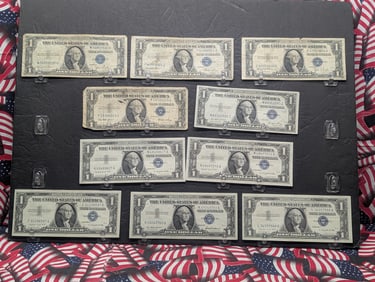 Lot of Ten Various 1935 & 1957 Series $1.00 Silver Certificates (3) 1935-E, (2) 1935-D, (1) 1957,