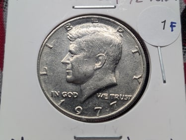 1977-P Kennedy Half Dollar – Partial Designer’s Initials Visible in Pictures