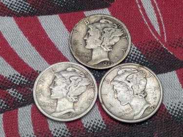 1929 P, D, & S Mercury Dimes