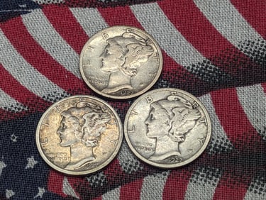 1927 P, D, & S Mercury Dimes