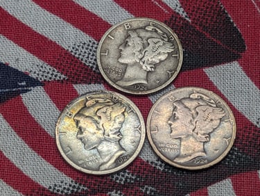 1924 P, D, & S Mercury Dimes