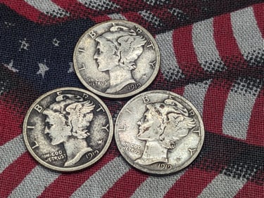 1919 P, D, & S Mercury Dimes
