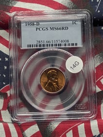 1958-D Lincoln Wheat Cent. PCGS MS66RD. Top Tier Grader