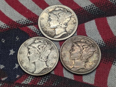 (1) 1918-P & (2) 1918-D Mercury Dimes