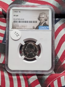 1964 PF69 Jefferson Nickel, (Graded by NGC)