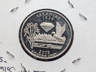 2003-S Arkansas Proof Quarter - DDO “IN GOD WE TRUST??, QUARTER DOLLAR??, “S?? (#106)