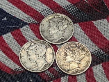 1929 P, D, & S Mercury Dimes