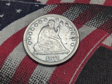1876 Seated Liberty Quarter, 90% Silver