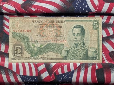 1978 Colombia 5 Peso Bank Note. Tough